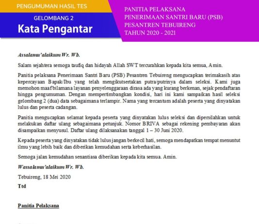 Pengumuman Tebuireng Online