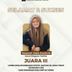 Nasywah ‘Aqila Azzahroh, siswa MA Salafiyah Syafi’iyah (MASS) asal Sidoarjo, berhasil meraih juara 3 di MHQ yang digelar di UINSA.