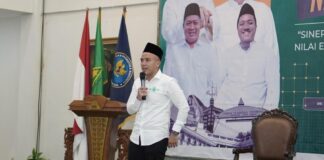 Nanang Suherman, CEO PT Bersama Mencapai Puncak Tbk. di acara Seminar Nasional bertema "Sinergi NU dan BNN: Menanamkan Nilai Ekonomi Produktif dan Hidup Sehat Sejak Dini." Jumat (17/10/2025) . Foto: Irsyad